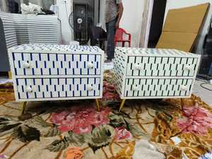 Gabinete con incrustaciones de hueso de madera rectangular de lujo, muebles para el hogar de diseño moderno con precio competitivo para uso en dormitorio como asiento - Product Image 4