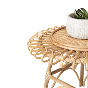 Table basse ronde en rotin et bambou noir pour la décoration intérieure, fabriquée par VgreenArt - Product Image 2