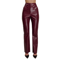 Pantalon en cuir sur mesure de qualité supérieure pour femme, noir, taille mi-haute, imperméable, délavé, respirant, écologique, collection Printemps 2025, vente en gros