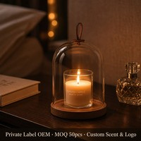 Bougie en verre sous cloche, bougie parfumée en cire de soja, couvercle décoratif de luxe pour la maison, les fêtes, les bars, support petite quantité, Saint-Valentin