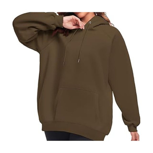 Sweat-shirts d'hiver respirants pour femmes, streetwear, teints, amples, couleur unie, manches longues, coton, fibre de bambou, logo personnalisé, polaire écologique - Product Image 5