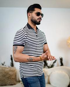 100% algodón de alta calidad para hombre de verano para Polo, camiseta de negocios antibolitas con mangas cortas a rayas para Golf - Product Image 5