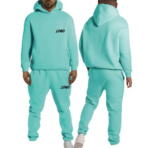 Servicio OEM, Conjunto de Dos Piezas de Sudadera con Capucha y Pantalones Deportivos de Algodón 100% Pesado para Hombre, Lisos, con Logotipo Bordado - Product Image 1