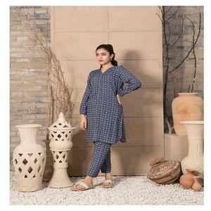 Tawakkal Brand Winter Collection Breathable 2-Piece Pakistani <b>Linen</b> Suits Casual Style Lace Button Woven Digital Print Jeans - Product Image 2