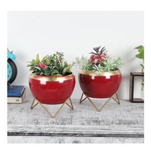 Mini jardinière imprimée multicolore avec support en or Jardinière décorée pour la maison - Product Image 2
