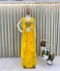 Chinon Modern Party Lehenga Costume pantalon Kurta imprimé avant et arrière avec Dupatta fabriqué à partir de tissu Reyon à séchage rapide toutes les saisons - Product Image 5