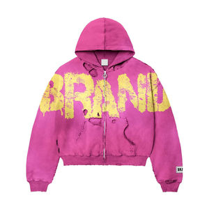 Sweat à capuche zippé surdimensionné en éponge française poids lourd imprimé DTG sweat à capuche lavé à l'acide hommes Double capuche Boxy sweat à capuche surdimensionné pour hommes - Product Image 6