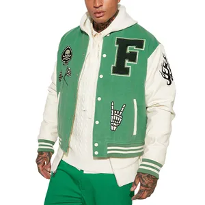 Promotioncustom letterman giacca da uomo in pelle di lana plus size giacca college da uomo toppe in ciniglia e ricamo personalizzato personalizzato