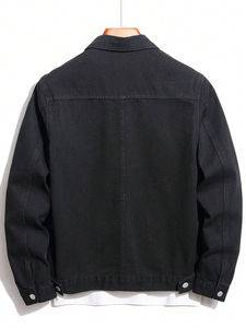 Veste en jean rembourrée de duvet personnalisable pour homme avec capuche style sport pour l'extérieur - Product Image 2