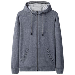 Sweat à capuche zippé 100% coton de haute qualité imprimé sur mesure sweat à capuche zippé vierge à séchage rapide pour hommes vêtements décontractés sweats à capuche unisexes - Product Image 2