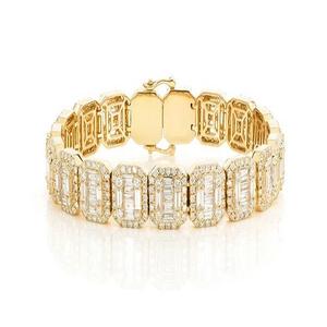 Bracelet à maillons rectangulaires en forme de Baguette, mode Hiphop, plaqué or 14K, Bracelet en diamant, bijoux, Bracelet de laboratoire givré - Product Image 1