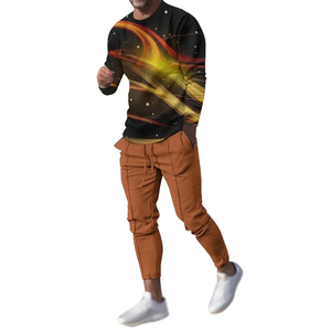 Ligero de moda de cuello redondo pulóver deportes de manga larga de impresión por sublimación elegante conjunto de chándal para adultos - Product Image 1