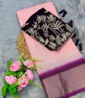 Dola jazi saree saree Multi Broderie Travail Avec Running Work Blouse viscove jazi patta