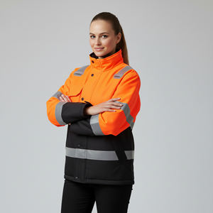 New Hi Vis <b>Winter</b> <b>Workwear</b> Cotton Safety Jacket Zip-Up Unisex ANSI Class 1 Waterproof Durable Reflective LED Flash - Product Image 3