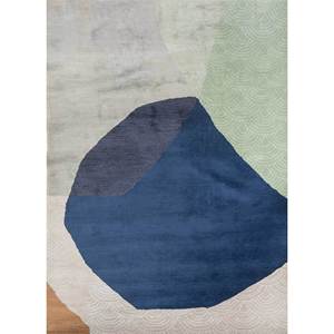 พรมขนสัตว์และใยวิสโคสทอมือลายนามธรรม Joy Blue รุ่น Tra-14582 สำหรับใช้ในบ้าน - Product Image 1