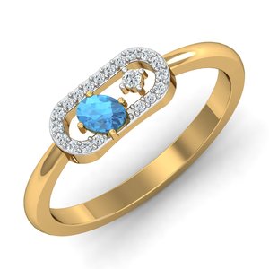 Anillo Boho Geométrico de Topacio Azul y Latón, Chapado en Oro de 18k, con Zirconia, Banda Abierta, Anillo al por Mayor para Mujer - Product Image 3