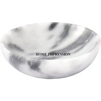 Bol de service moderne en marbre poli, grand format, écologique, personnalisable, finition artisanale, fonctionnalité polyvalente, vente chaude