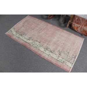 พรมวินเทจสไตล์ตุรกี ขนาด 2.9x5.3 ฟุต ลายทางสีชมพู ทำจากขนสัตว์ - Product Image 4