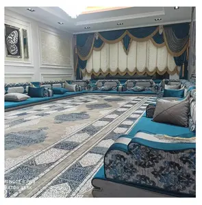 Furnitur Arab Majlis | Tinggi duduk 20cm | Sofa + karpet wol + tirai + Set meja penuh