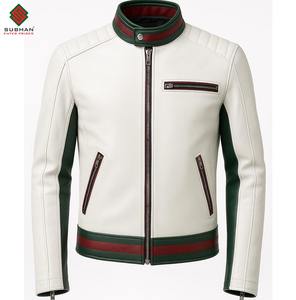 Blouson d'hiver décontracté en cuir synthétique rouge, fermeture éclair, motif uni, col mandarin, style rétro, veste de moto Cafe Racer - Product Image 5