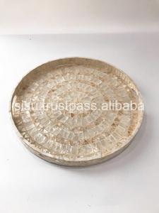Bandeja redonda de lujo con incrustaciones de madreperla para decoración de Ramadán Eid Mubarak - Product Image 3