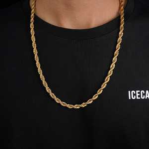 สร้อยคอทอง 14K แบบเชือกเคลือบโรเดียม ประดับเพชรและมุกทันสมัย สำหรับงานทางศาสนา งานแต่งงาน งานครบรอบ - Product Image 4