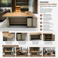 Bureau de direction contemporain en forme de L avec armoire latérale, table de PDG personnalisable OEM/ODM pour espace de travail professionnel