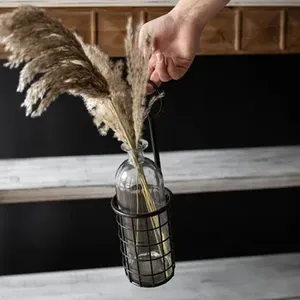 Vase à fleurs moderne en tube de verre et métal, élégant pour la table, la maison, l'hôtel, le décor, nouveau design - Product Image 4