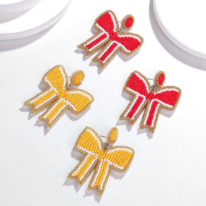 Pendientes de lazo hechos a mano con cuentas, joyería de gota, pendientes bordados de cuentas de semillas para mujeres y niñas, venta al por mayor personalizada - Product Image 3