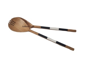 Customization Available Resin/Wood Salad Server Set Homeware Cutlery Wooden Salad <b>Serving</b> <b>Spoon</b> and Fork Set Decorative Flatware - Product Image 1