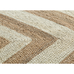พรมปูพื้นทรงสี่เหลี่ยมผืนผ้าลายทางเรขาคณิตสีเบจน้ำตาล Nomadic Threads รุ่น PDJT-267 ทำจากปอกระเจาทอแบบแบน เหมาะสำหรับตกแต่งบ้าน ห้องนั่งเล่น และทางเดิน - Product Image 3