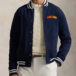 แจ็กเก็ตทีมัสซิตี้ผ้าฝ้าย100% คุณภาพสูงสำหรับผู้ชายแจ็คเก็ตผ้าฝ้ายปักโลโก้ตามสั่งรุ่นเสื้อแจ็กเก็ตมหาวิทยาลัยสีกรมท่า - Product Image 4