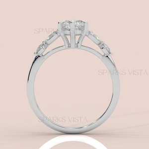 Bague personnalisable en diamant Moissanite taille marquise | Bague d'anniversaire de mariage de fiançailles en argent sterling 925/plaqué or - Product Image 3