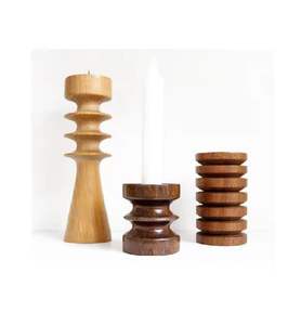 Noël décoratif moderne fer et bois bougie pilier titulaire couleur or Design classique bougeoir pour la décoration intérieure - Product Image 3