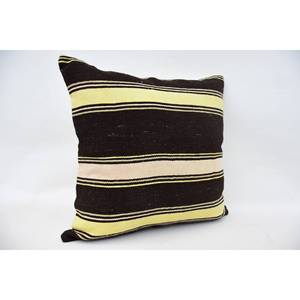 Subtle Striped Wool Kilim Pillow 24x24 Inch Luxury Vintage <b>Fluffy</b> Pattern Woven Decorative Cushion for Living Room <b>Bedding</b> - Product Image 2