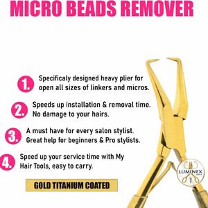 Herramientas para Extensiones de Cabello, Pinza para Remover Cuentas Microlink, Abridor de Cuentas Micro Ring, 5.5 Pulgadas, Acero Inoxidable, Ligero, Plateado Pulido - Product Image 2