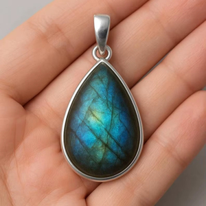 Collier pendentif en Labradorite naturelle en argent sterling 925 14k or massif en laiton fait à la main bijoux en pierres précieuses pour les femmes - Product Image 1