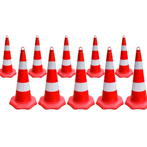 Juego de 10 Conos de Tráfico de TPE de 70 cm con Reflejante, Material de PVC, para Tráfico Vial - Product Image 2