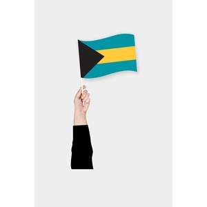 Customizable Bahamas Handheld <b>Flag</b> Digital Printed Nylon Polyester or Silk with Fiberglass <b>Pole</b> <b>for</b> Display - Product Image 1