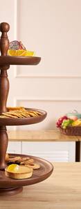 Elegante Soporte de Pastel de Madera de 3 Niveles, Hecho a Mano con Acabado en Nogal, Soporte Redondo de Lujo para Postres, Pedestal Escalonado para Decoración del Hogar - Product Image 3