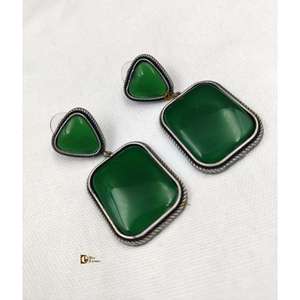 Replica <b>Earrings</b> with Stone Peach Colour Stone Gift for Casual Party Wear <b>Handmade</b> Bulk Product - Product Image 2