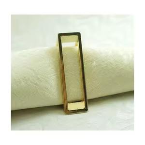 Anillo para Servilletas de Aluminio Cortado con Láser, Forma Rectangular, Ecológico, Duradero, Moderno, para Fiestas, Decoración de Mesa, Dorado - Product Image 1