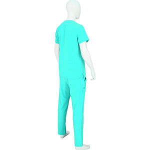 Tenues d'hôpital unisexes personnalisables en tissu sergé respirant, ensembles d'uniformes d'infirmière à manches courtes, col montant, faciles à porter, avec poche pour aiguilles - Product Image 2