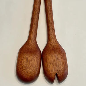 Juego de Utensilios de Madera Rústicos Hechos a Mano, 2 Cucharas de Madera de Acacia con Mango Largo para Mesa de Té, para Bodas y Fiestas - Product Image 1