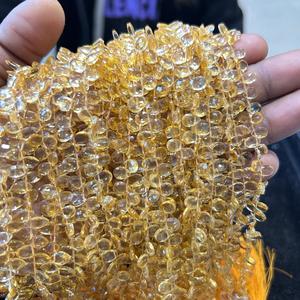 Cuentas de forma de pera facetadas de citrino, piedras preciosas de citrino amarillo, Briolette 6x9-7x10mm, fabricación de joyas de pera citrino, cuentas de piedra - Product Image 1