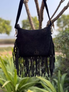 Cowhide Fur Leather Fringe Handbag New Arrival Western Stylish <b>Women</b> Suede Leather Purse for <b>Women</b> Multi Purpose Handbag - Product Image 5