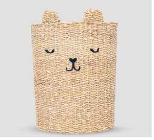 Grand panier de rangement décoratif en jonc de mer fait à la main avec poignées en anneau Organisateur tissé pour le rangement des enfants - Product Image 1