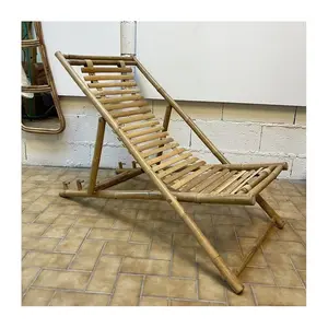 新款上市环保太阳沙滩椅便携式紧凑型折叠竹椅，用于日光浴和休息
