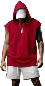 Camiseta sin mangas de algodón/poliéster para hombre, Sudadera con capucha para gimnasio, camiseta sin mangas informal de secado rápido con logotipo personalizado, tejido transpirable de 180g - Product Image 3