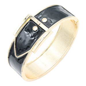 Gold-Plated Black Fashionable Hinged <b>Bangle</b> <b>Bracelets</b> - Product Image 2